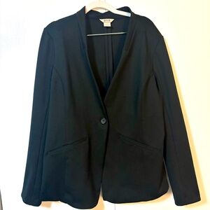 Duluth Trading Co. Women’s 14 Ponte Pro Blazer - Black Knit Stretch Jacket EUC